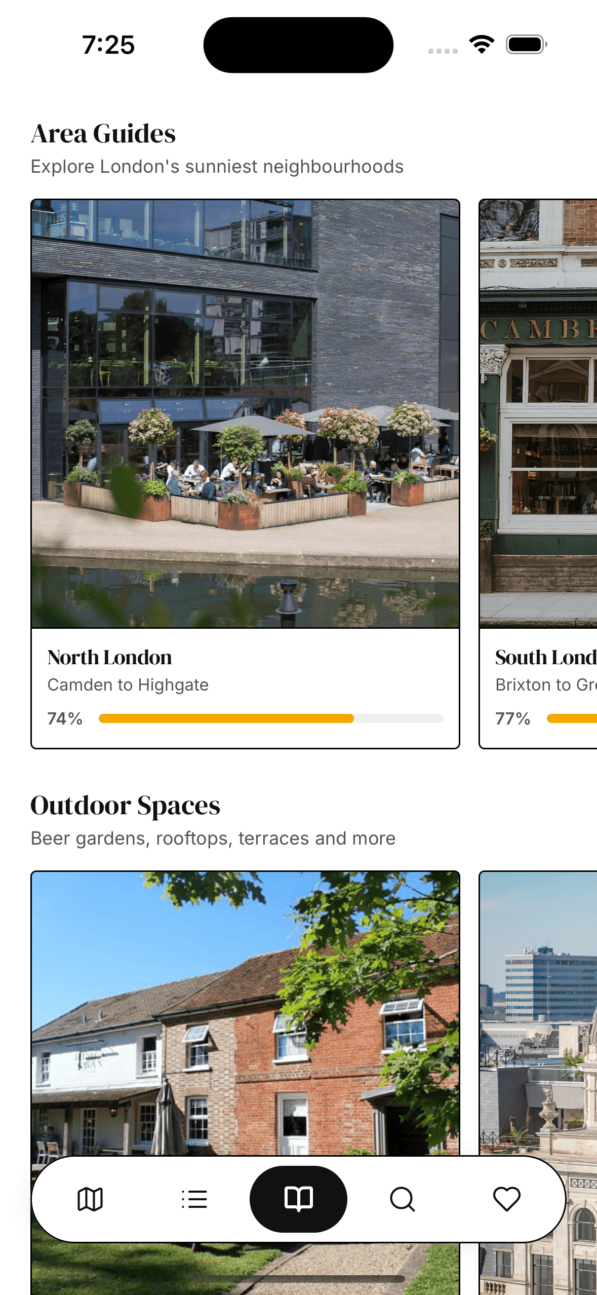 Area guides on the app