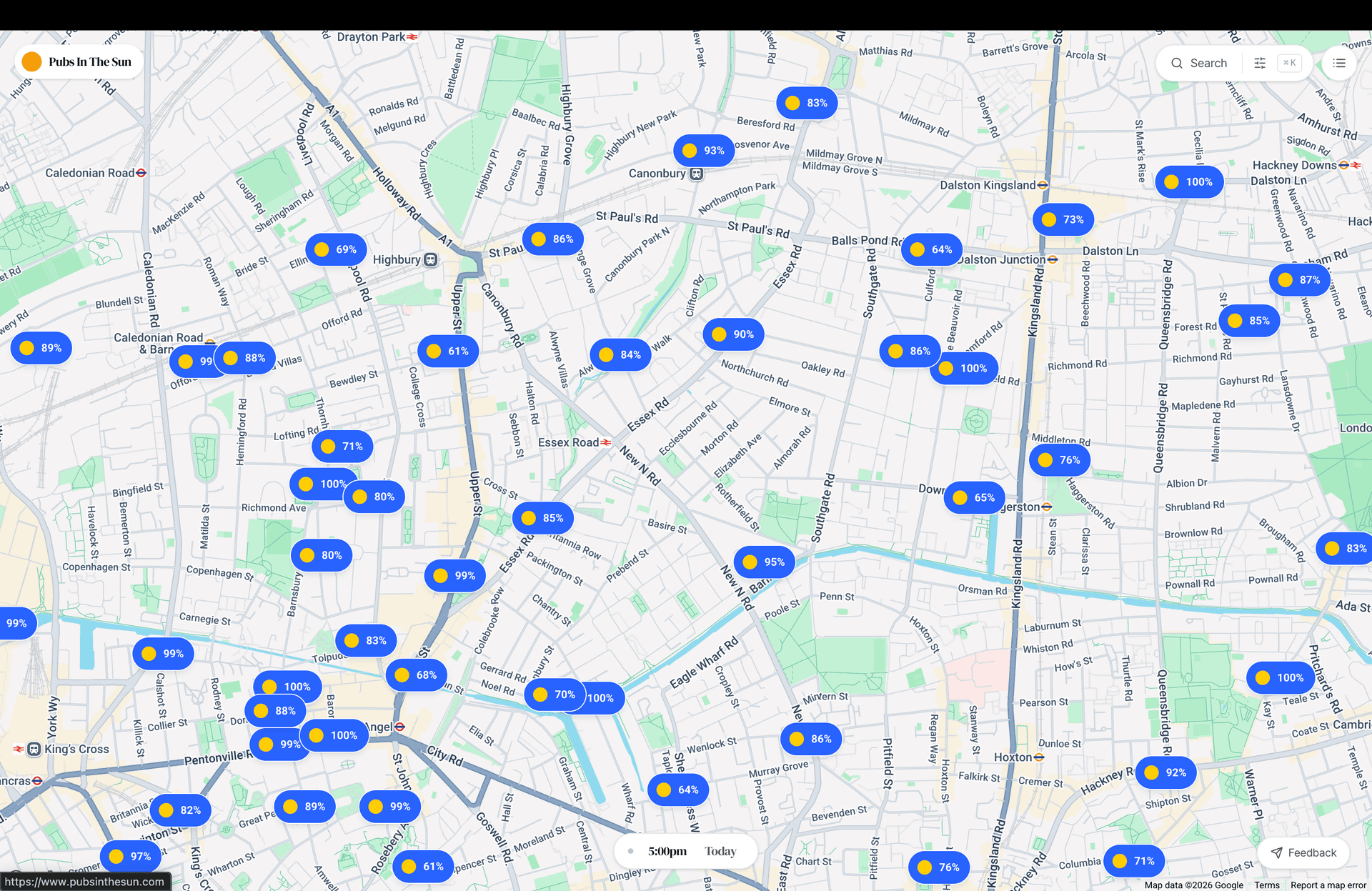 London pub map showing 1,000+ pubs